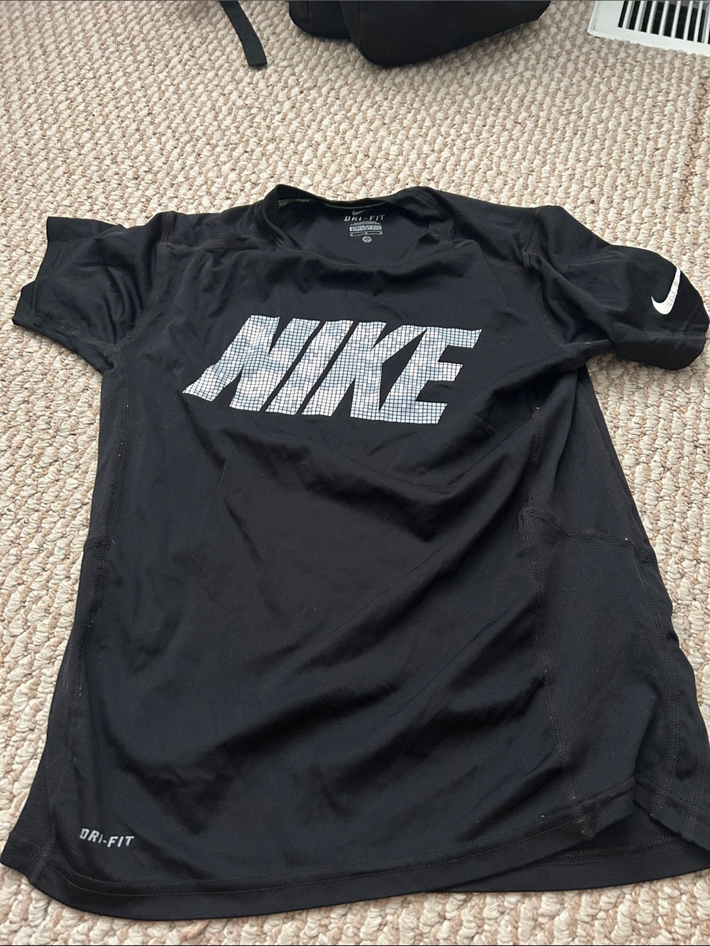 Nike Black Short-Sleeve Dri-FIT Tee with White Logo